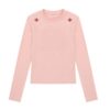 Slim-Fit Cropped Casual Long-Sleeve Top — Pink