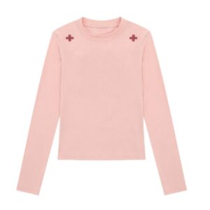Slim-Fit Cropped Casual Long-Sleeve Top — Pink