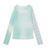 Green Plaid Long-Sleeve Top with Ruffled Trim