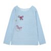 Oversized Blue Creative Long-Sleeve Top