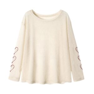 Loose-Fit Casual Long-Sleeve Top — Apricot