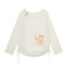 Stylish Drawstring Long-Sleeve Top — Apricot