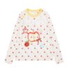 Long-Sleeve Top With A Red Small Apple Pattern