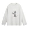 Retro Speckled Dog Print Long-Sleeve Top — Gray
