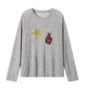 Minimalist-Style Printed Long-Sleeve Top — Heather Gray