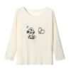 Hand-Drawn Puppy Print Long-Sleeve Top — White